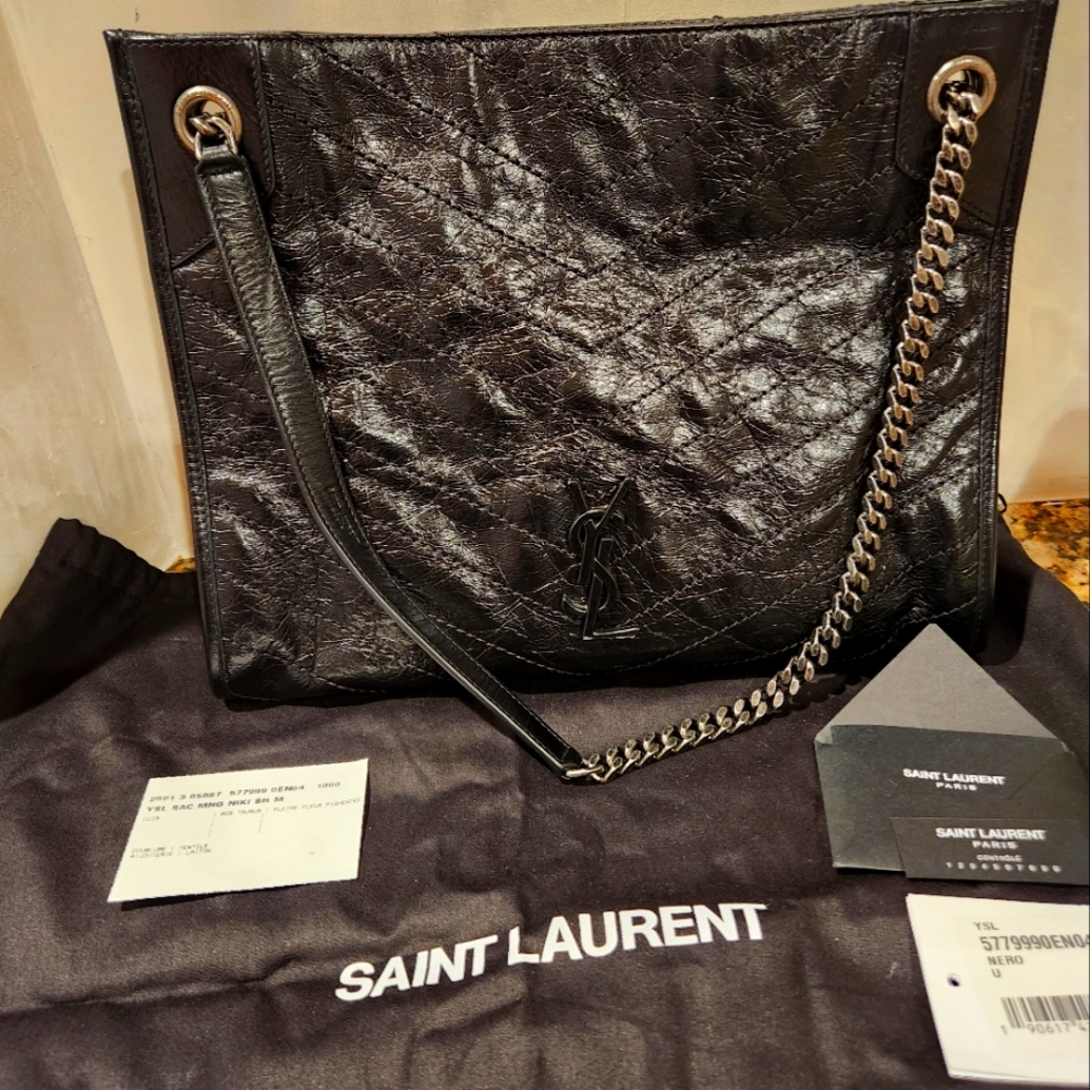Niki YSL Monogram Leather Shopping Tote Bag